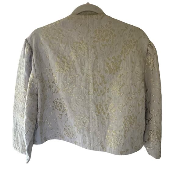 Chicos | Size 2 Astere Squire Jacket Floral Silk Cotton Blend Blazer Cropped - Picture 11 of 11